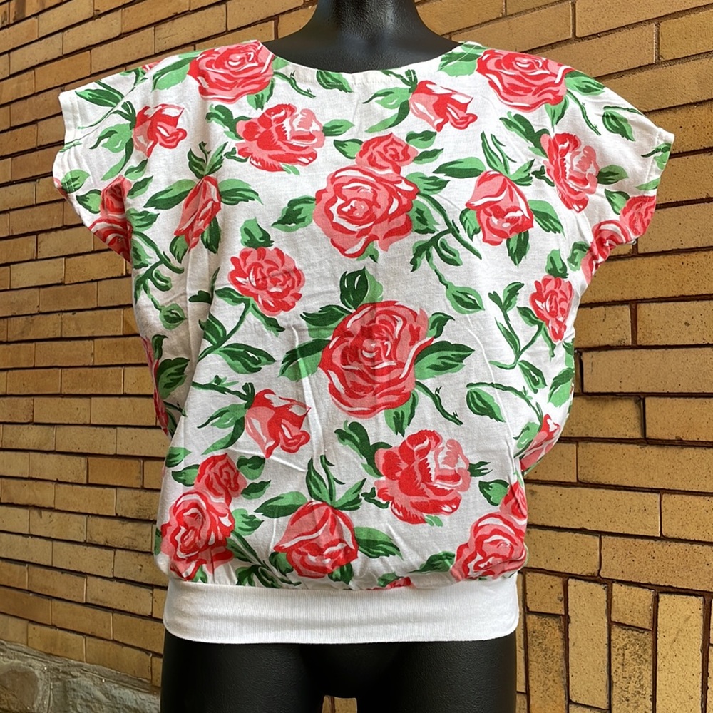 Vintage Gotham rosette rose print blouse top Measurements